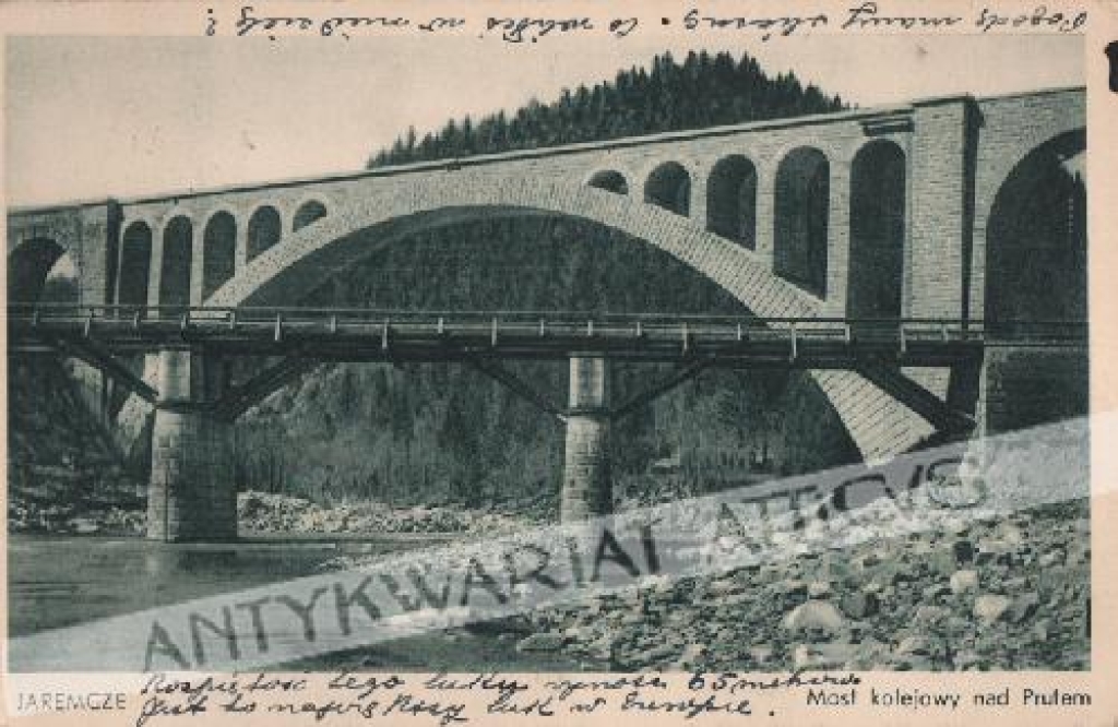 [pocztówka, lata 30-te] Jaremcze [most na Prucie]