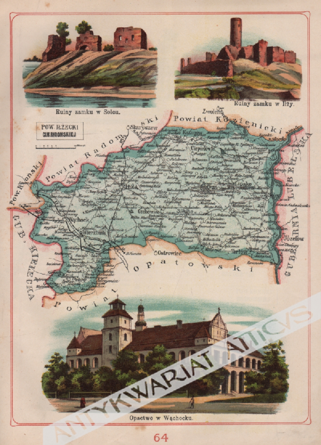 [mapa, 1907] Powiat Iłżecki Guberni Radomskiej