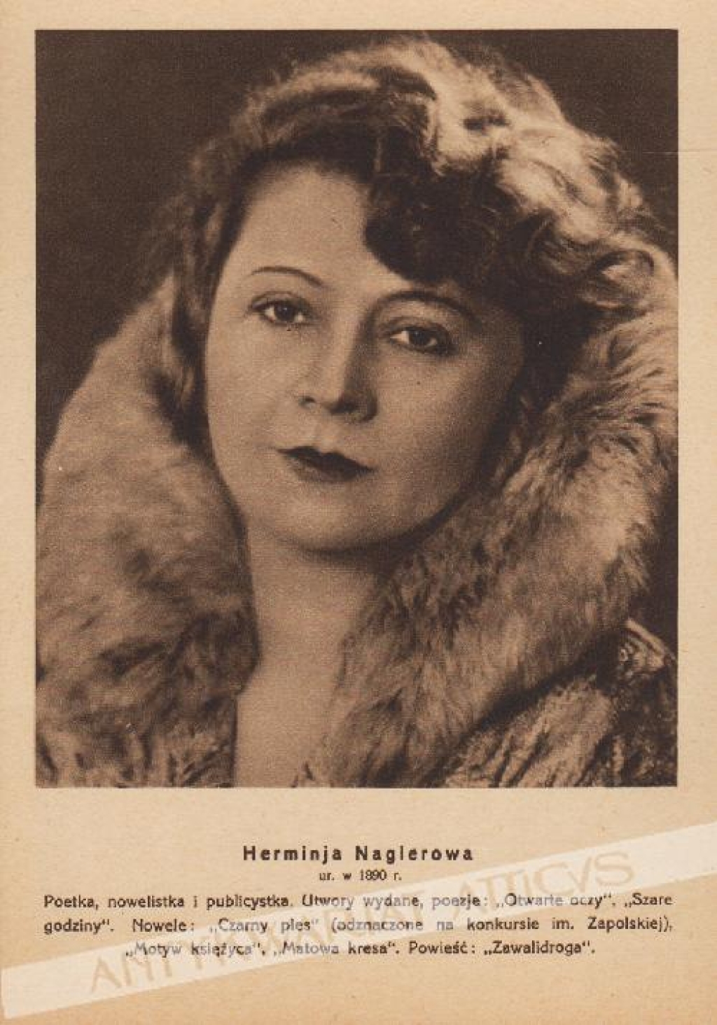 [pocztówka, 1933] Herminja Naglerowa