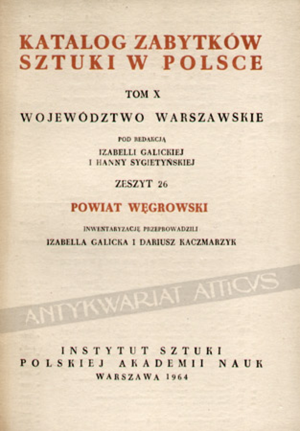 Katalog zabytków sztuki w Polsce, t. X: województwo warszawskie, zeszyt 26: powiat węgrowski
