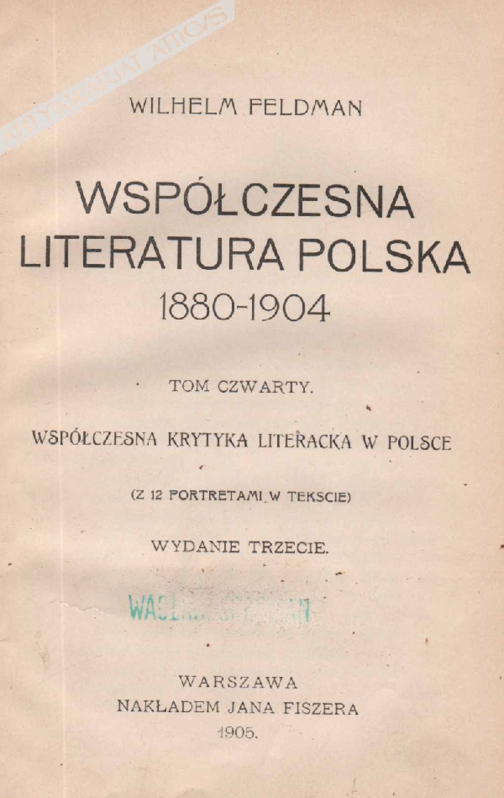 Współczesna literatura polska 1880-1904, t. IV [Współczesna krytyka literacka w Polsce]