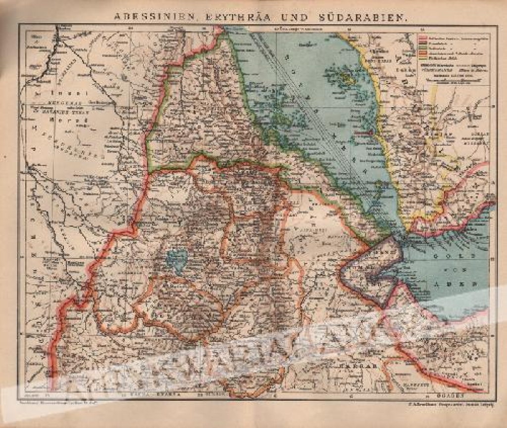 [mapa, ok. 1907] Abessinien, Erythraa und Sudarabien [Abisynia, Erytrea i Arabia]