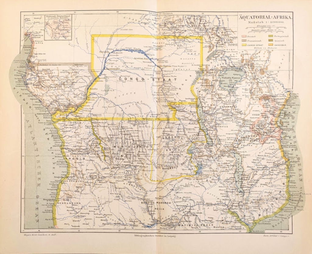 [mapa, Afryka środkowa, 1886] Aquatorial-Afrika  [Kongo, Rwanda, Burundi, Gabon, Tanzania, Angola]