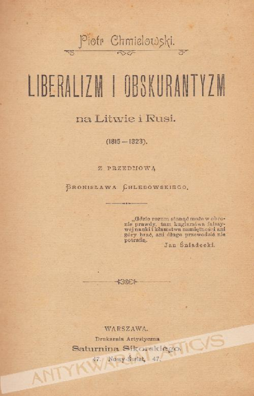 Liberalizm i obskurantyzm na Litwie i Rusi (1815-1823)