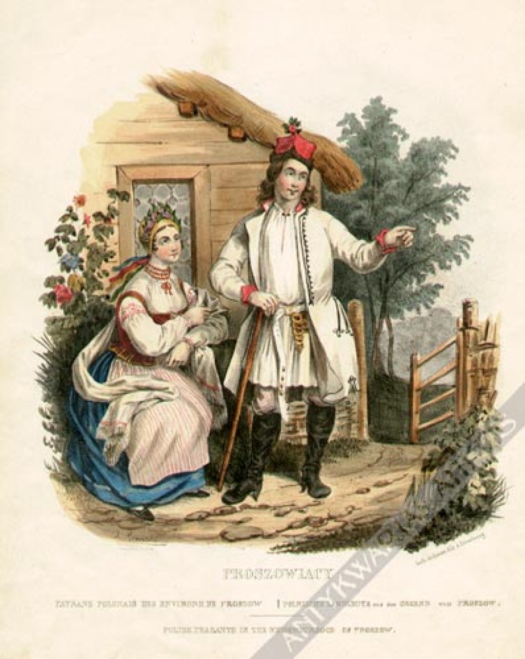 [rycina, 1841] ProszowiacyPaysans Polonais des Environs de ProszowPolnische Landleute ans der Gegend von ProszowPolisch Peasants in the neighbourhood of Proszow