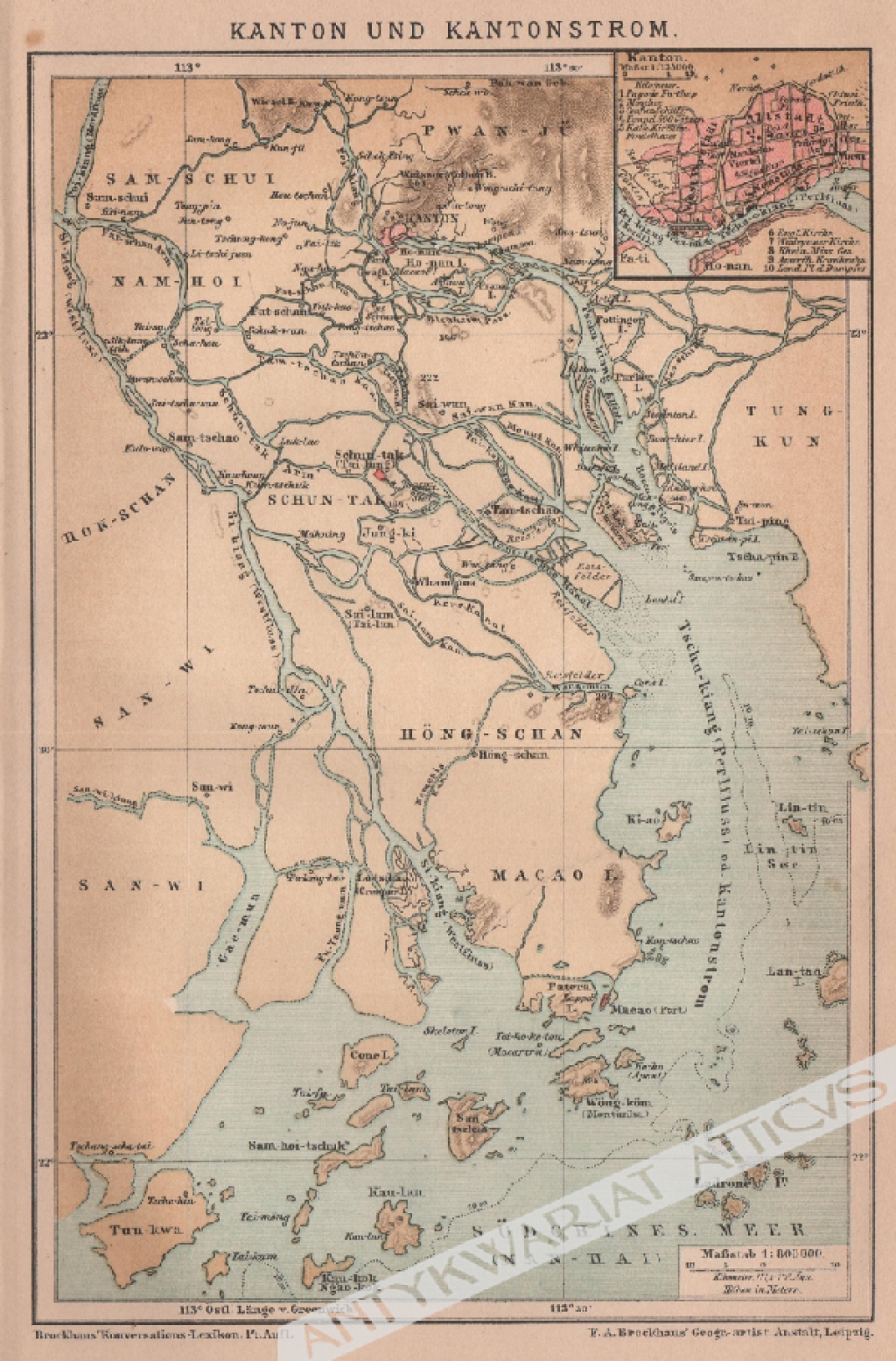 [mapa, 1894] Kanton und Kantonstrom [Kanton, Guǎngzhōu, Makau]