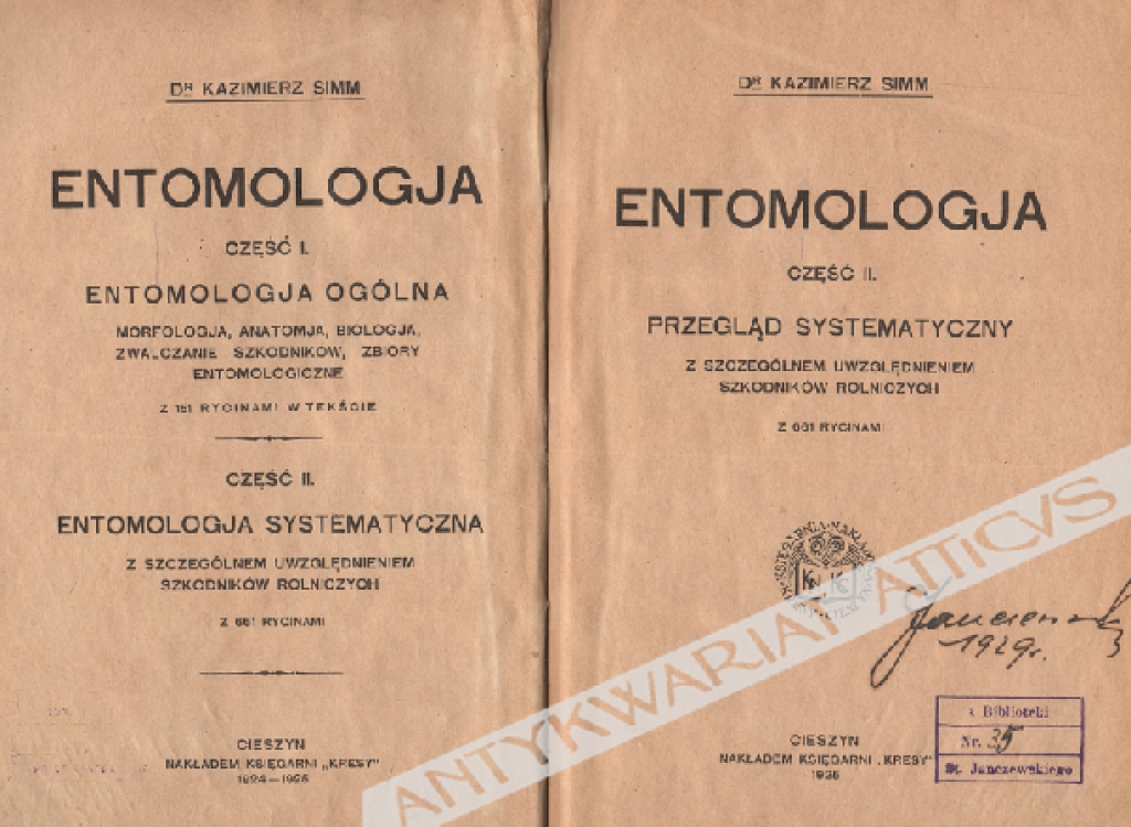 Entomologja, część II: Przegląd systematyczny ze szczególnem uwzględnieniem szkodników rolniczych