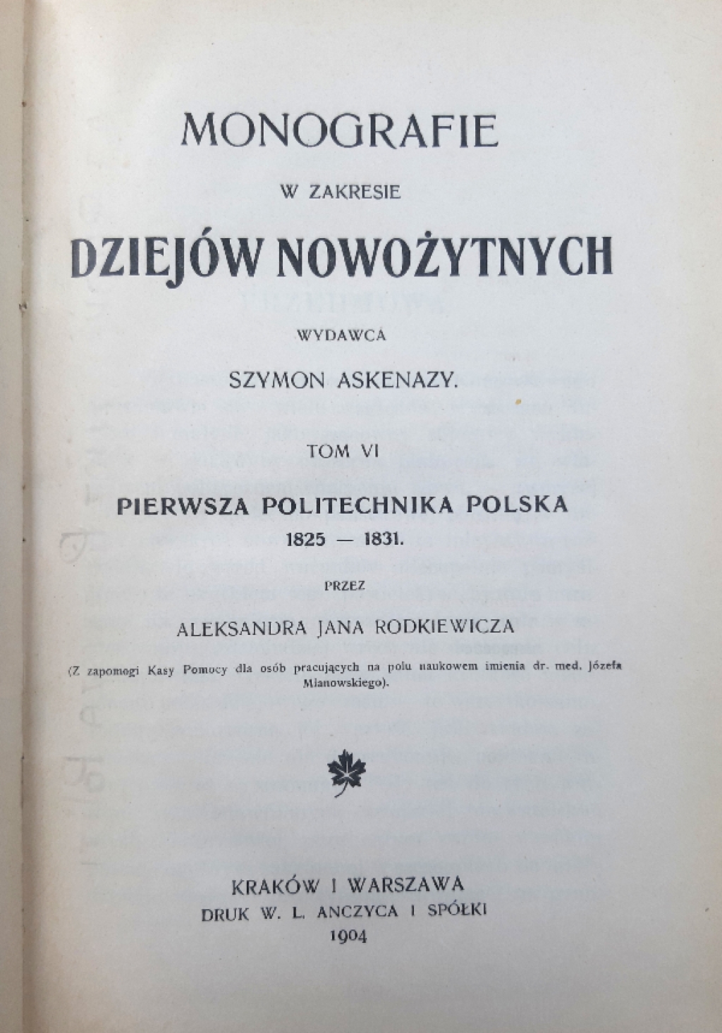 Pierwsza politechnika polska 1825-1831