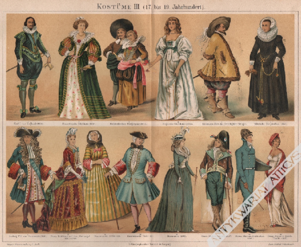 [rycina, 1896] Kostume III (17. bis 19 Jahrhundert)  [ubiory XVII-XIX w.]