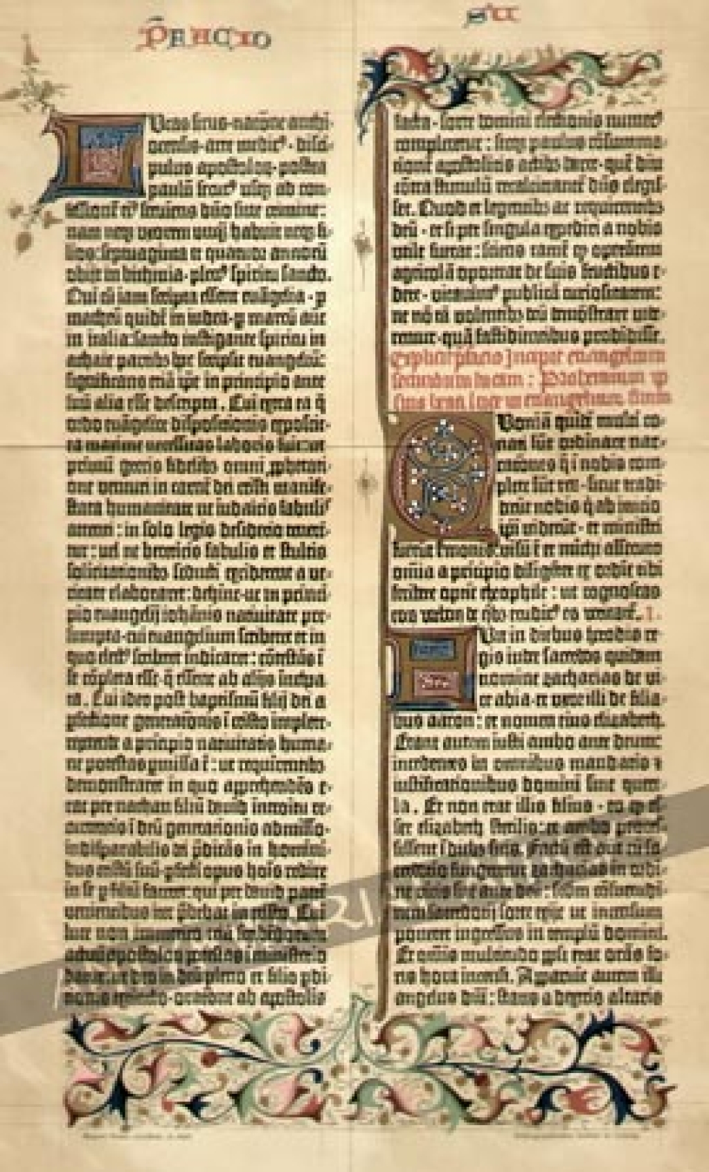 [rycina, 1894] Faksimile von Gutenbergs 42 zeiliger lateinischer Bibel (1455)[faksymile karty z Biblii Gutenberga]