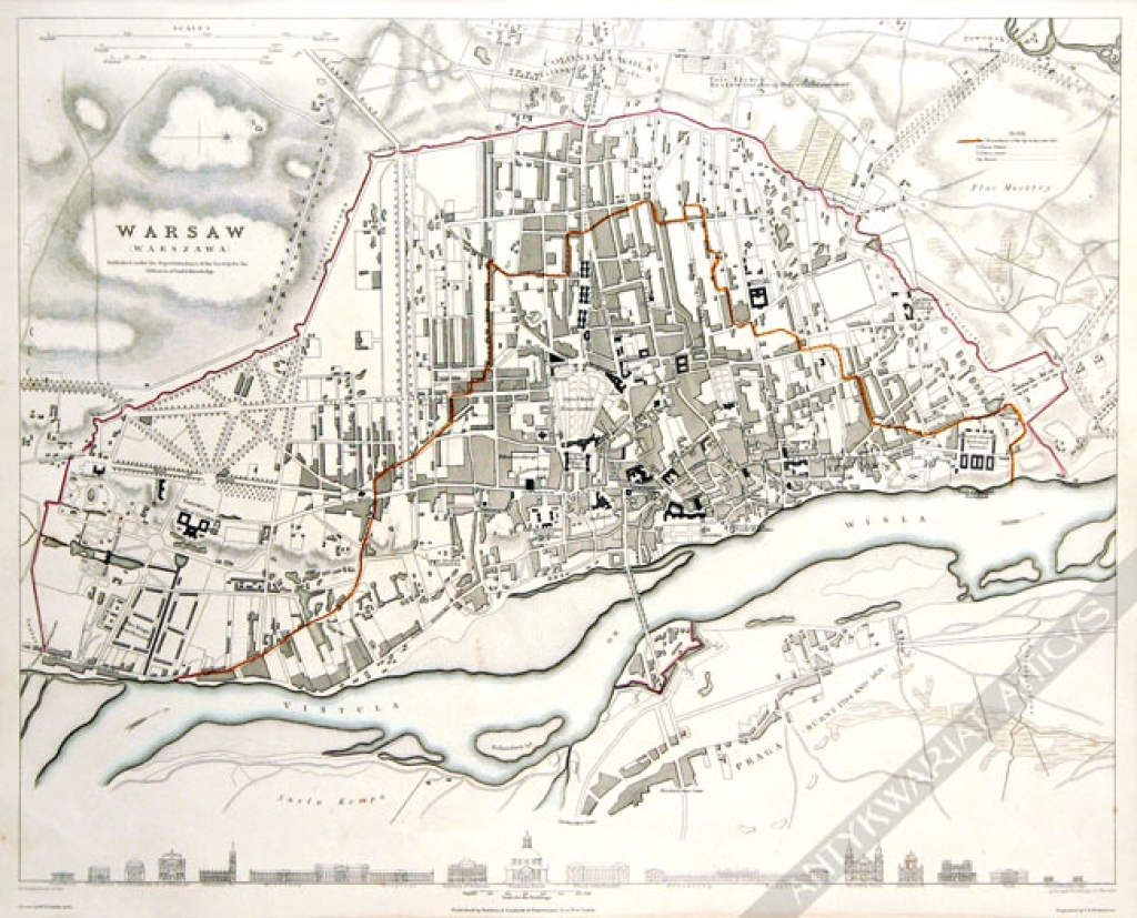 [plan Warszawy, 1847] Warsaw (Warszawa). Published under the superintendence of the Society for the Diffusion of Useful Knowledge [SDUK]. Drawn by W.B. Clarke, archt. Engraved by T.E. Nicholson.