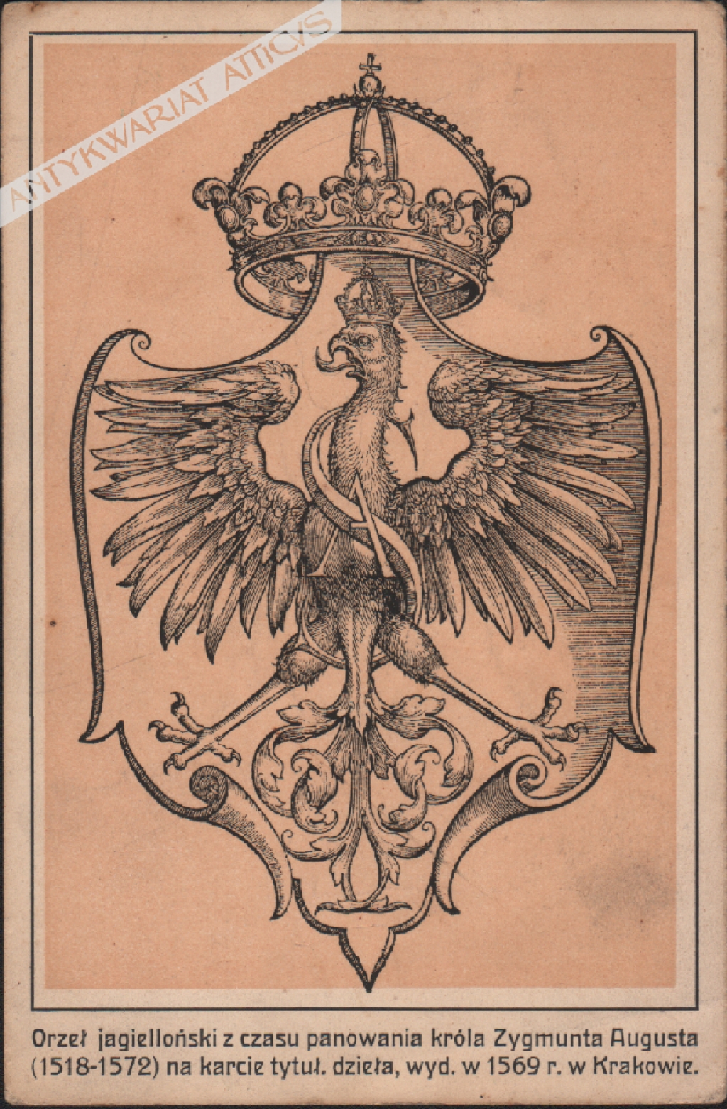[pocztówka, 1917] Orzeł jagielloński z czasu panowania króla Zygmunta Augusta