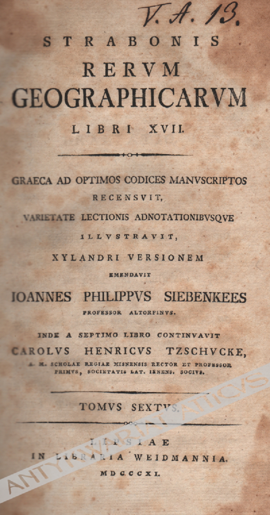 Rerum geographicarum librii XVII, tomus sextus [ks. XV-XVII]