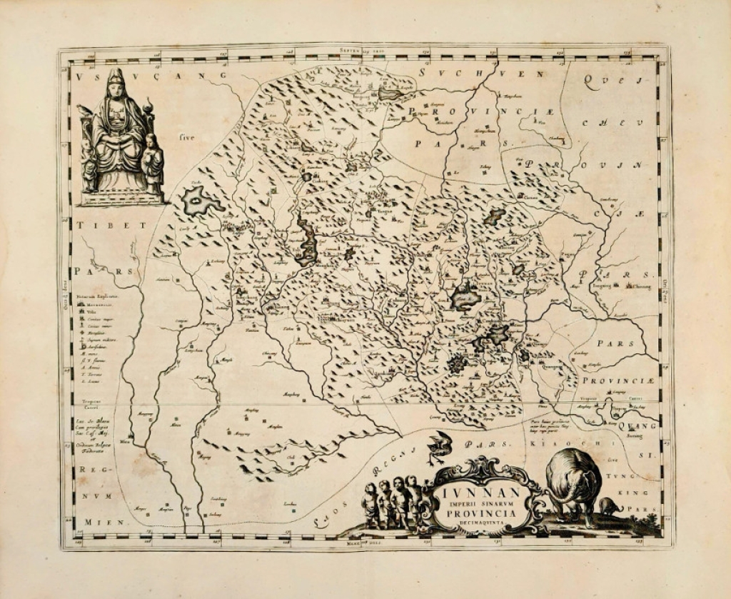 [mapa, Chiny, ok. 1655] Iunnan Imperii Sinarum Provincia Decimaquinta