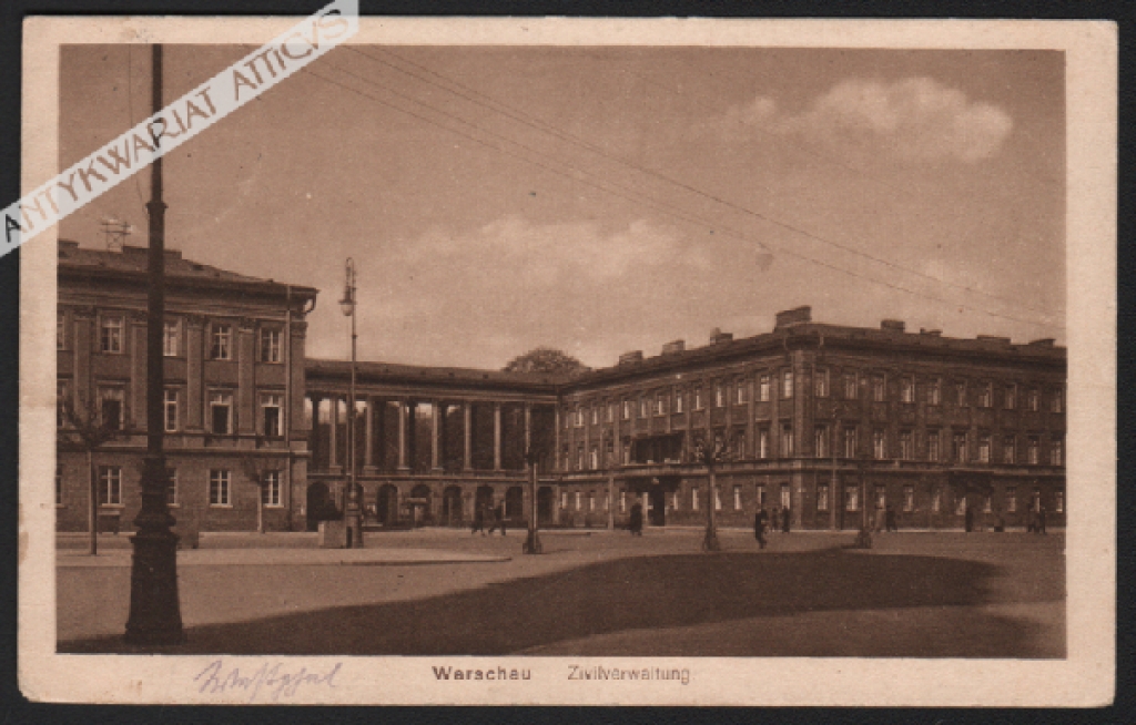 [pocztówka, 1916] [Warszawa. Pałac Saski] Warschau. Zivilverwaltung