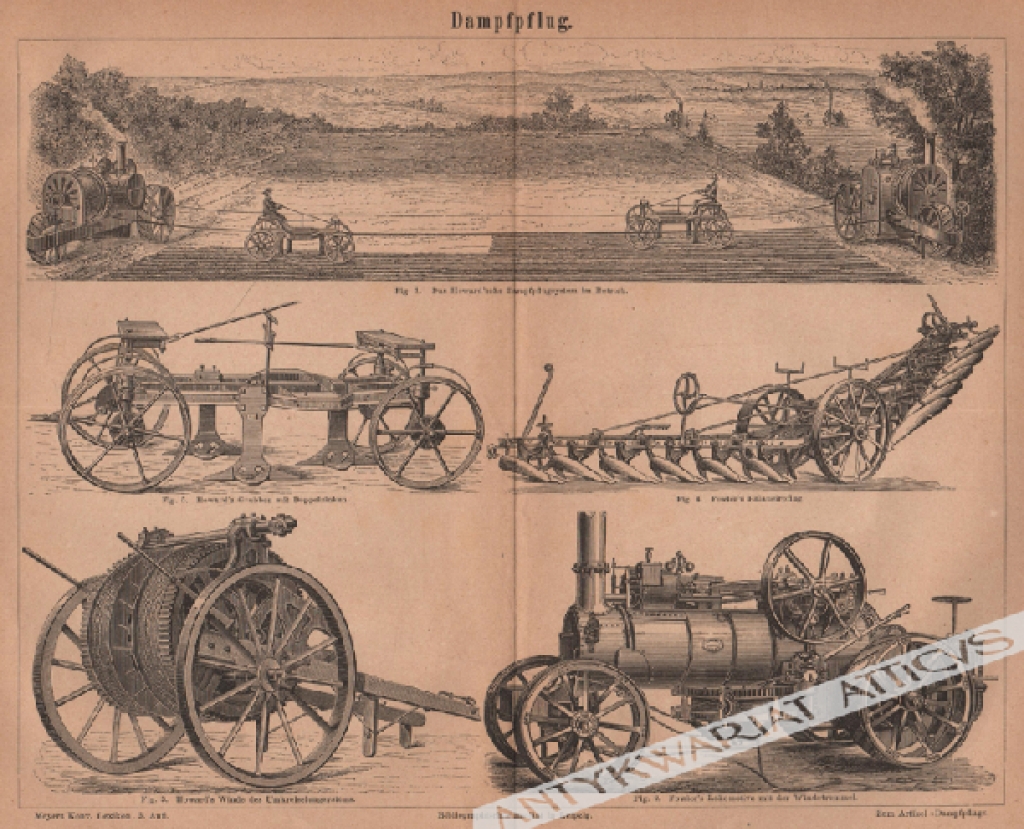 [rycina, 1878] Dampfpflug. [pług parowy]