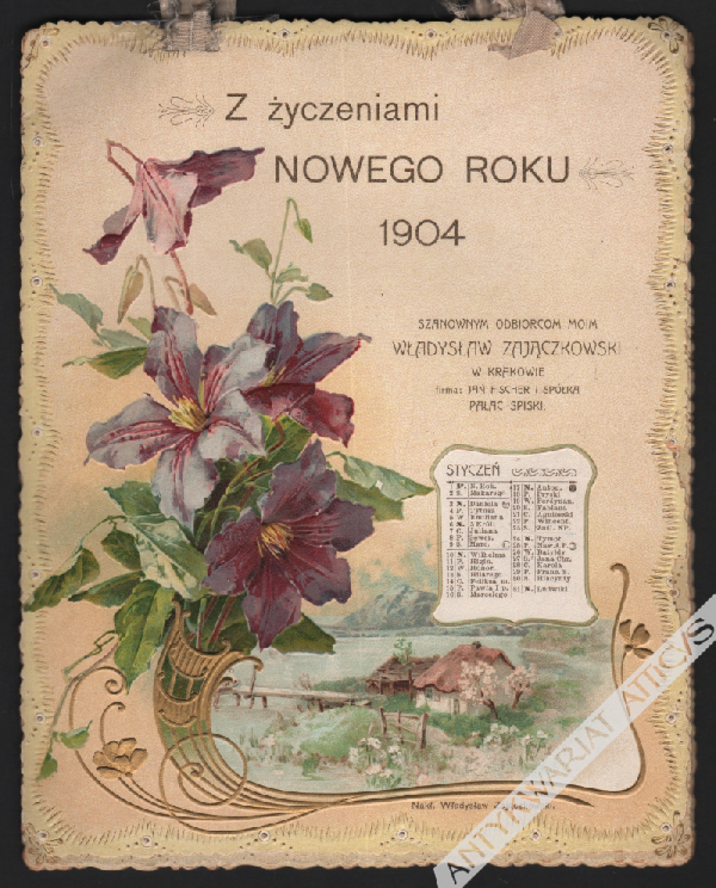 [kalendarz, 1904 r.] Z życzeniami Nowego Roku 1904