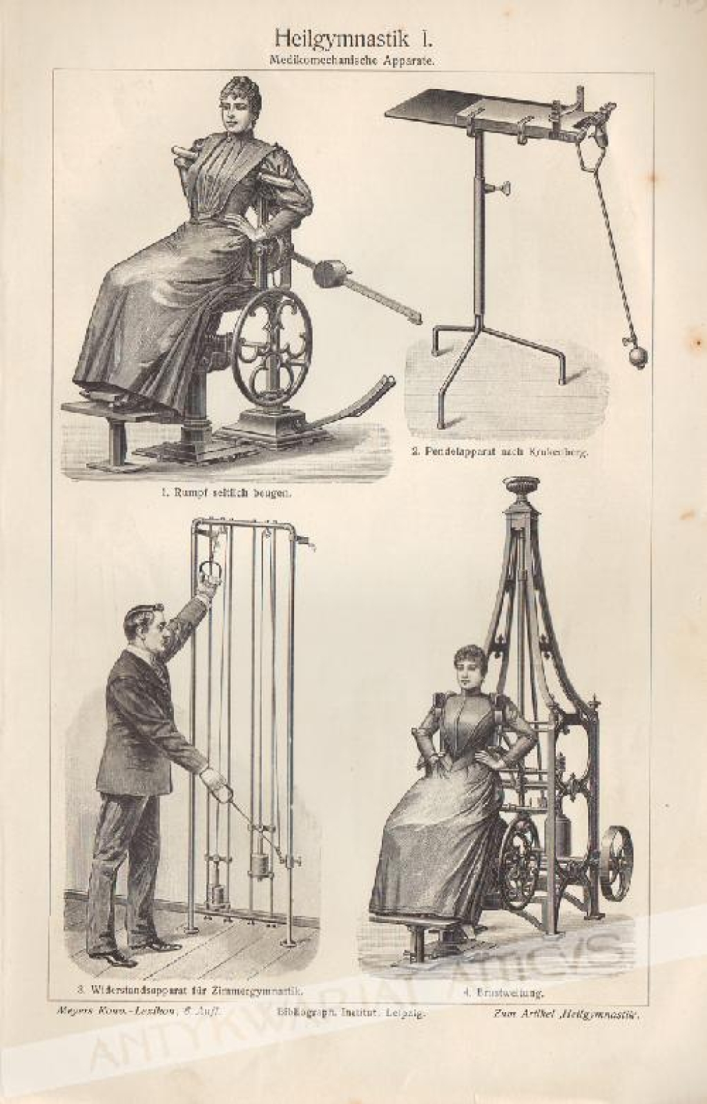 [rycina, 1895] Heilgymnastik I. (Medikomechanische Apparate.[przyrządy gimnastyczne] 