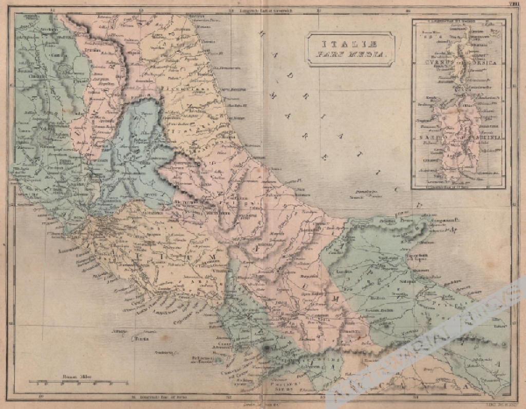 [mapa Włoch, ok.1830] Italiae. Pars media