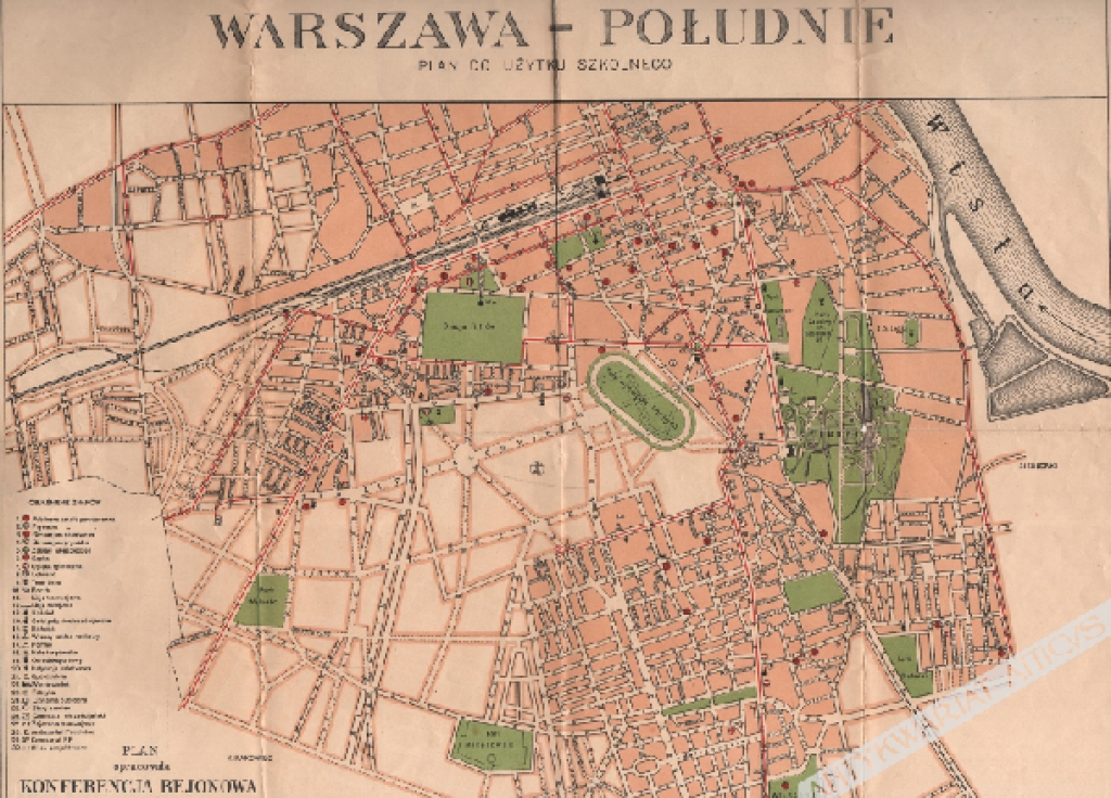 [plan Warszawy, 1936] Warszawa - Południe. Plan do użytku szkolnego