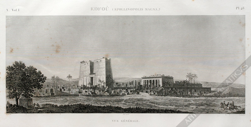 [rycina, 1822] Edfou (Apollinopolis Magna). Vue Generale [Edfu, świątynia Horusa]