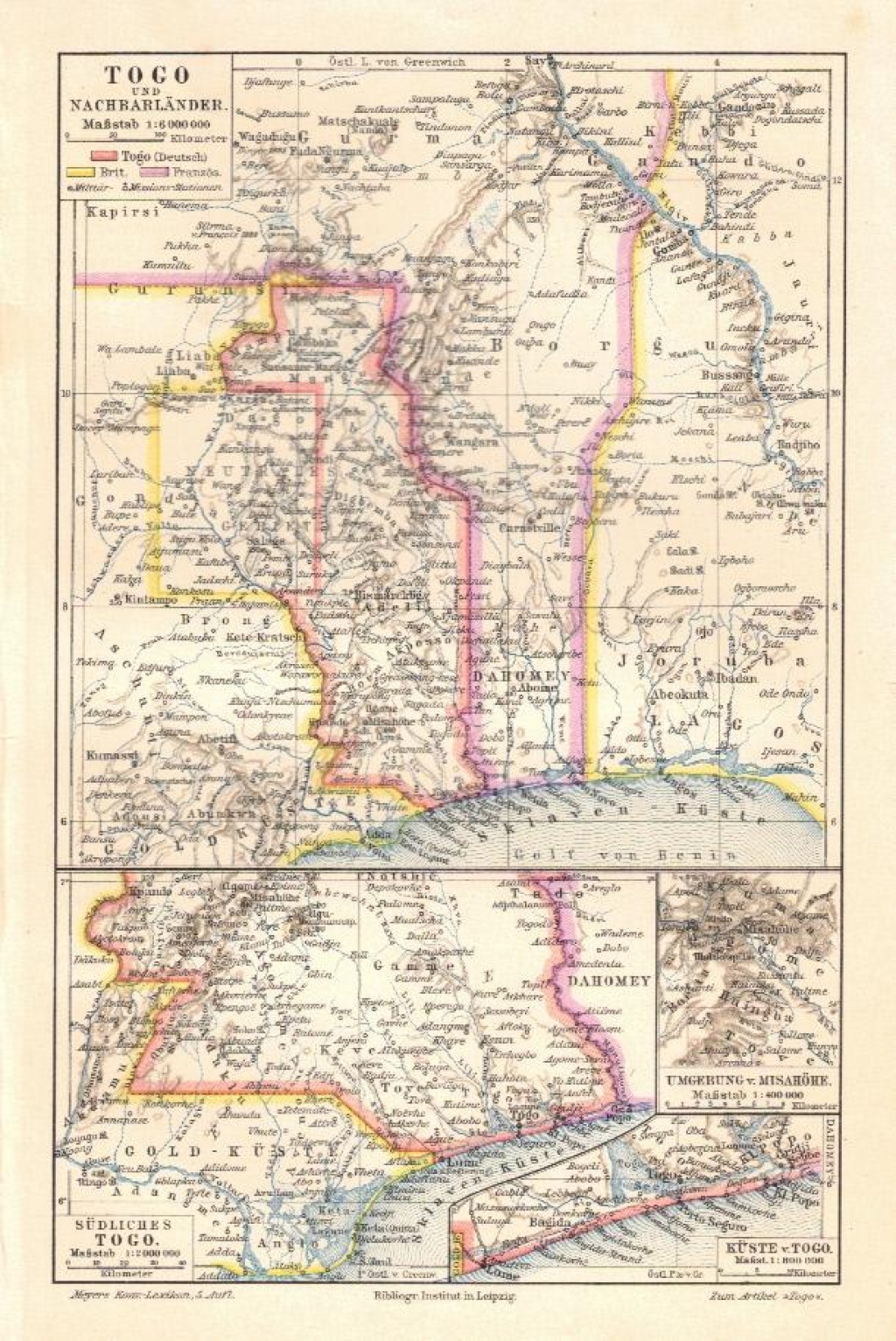 [mapa, Togo, Ghana, Benin, 1897] Togo und Nachbarlander