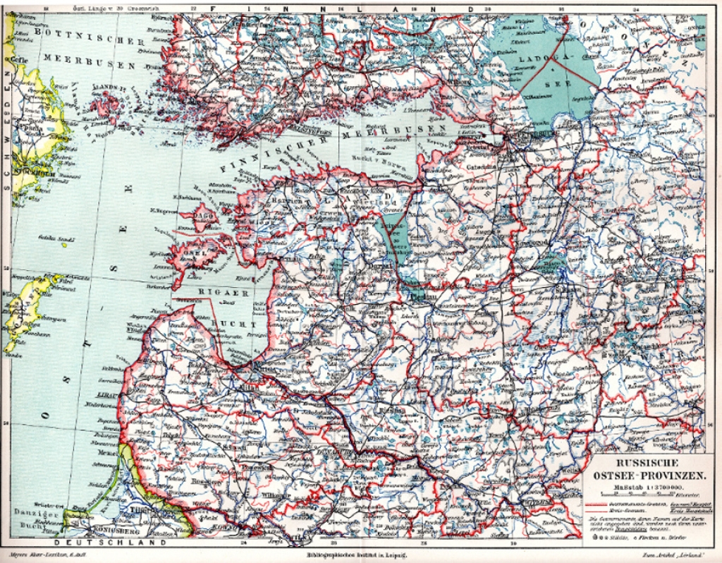 [mapa, ok. 1909] Russische Ostsee-Provinzen. Esthland, Livland und Kurland [Estonia, Łotwa i Kurlandia]