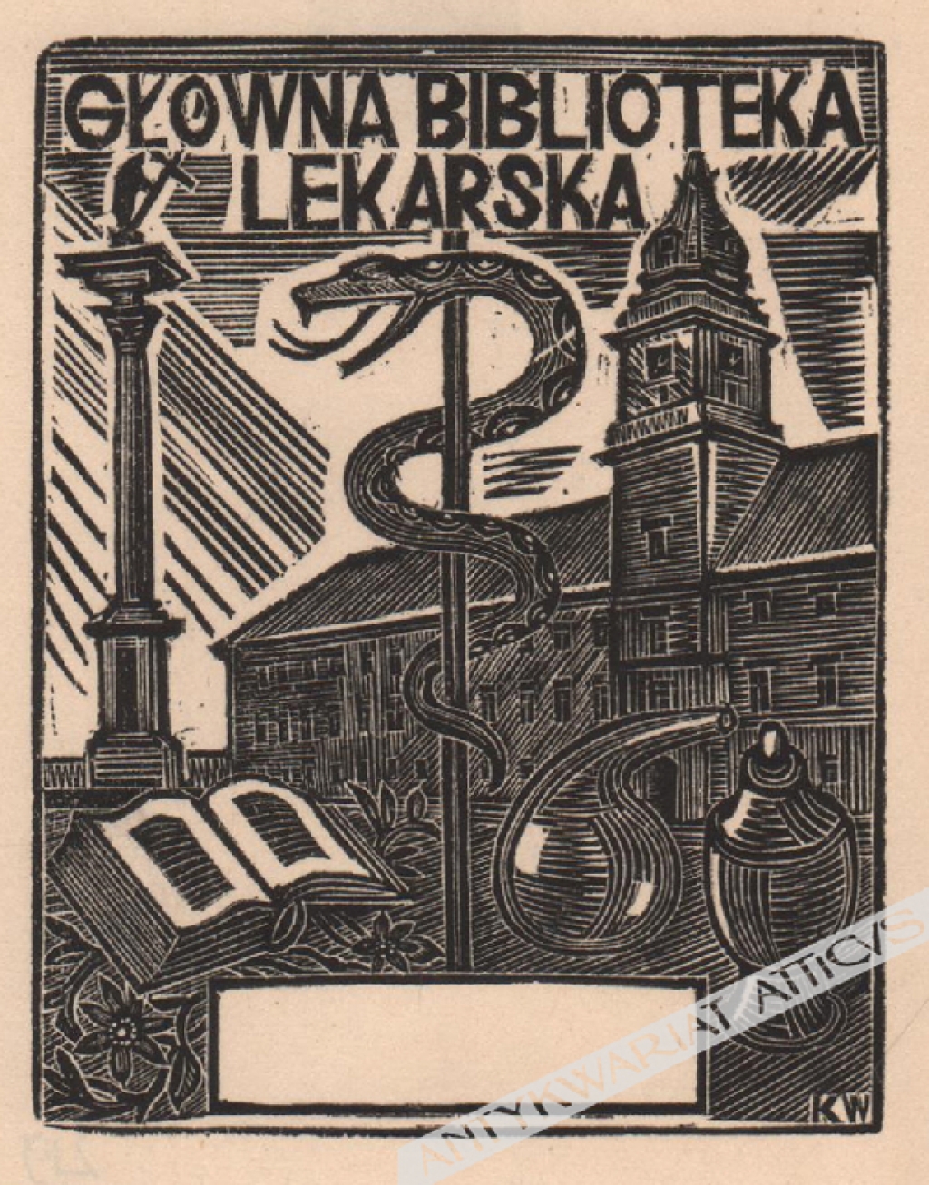 [ex libris, 1945-60] Główna Biblioteka Lekarska