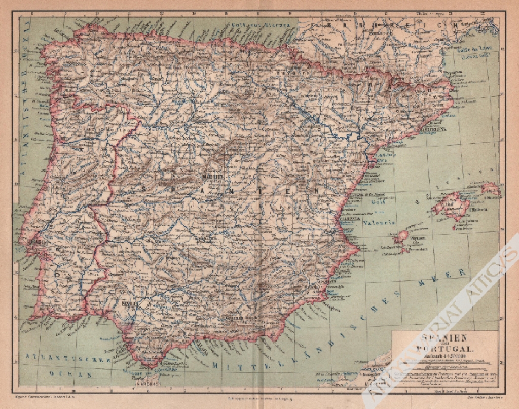 [mapa, 1878] Spanien und Portugal [Hiszpania i Portugalia]