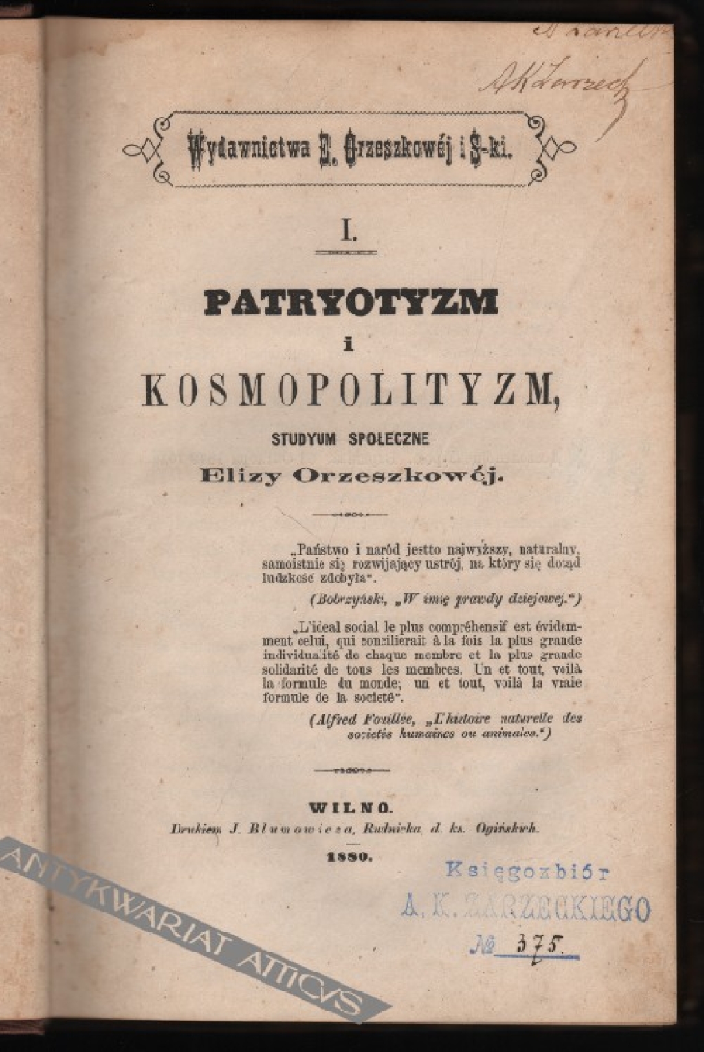 Patryotyzm i kosmopolityzm. Studyum społeczne
