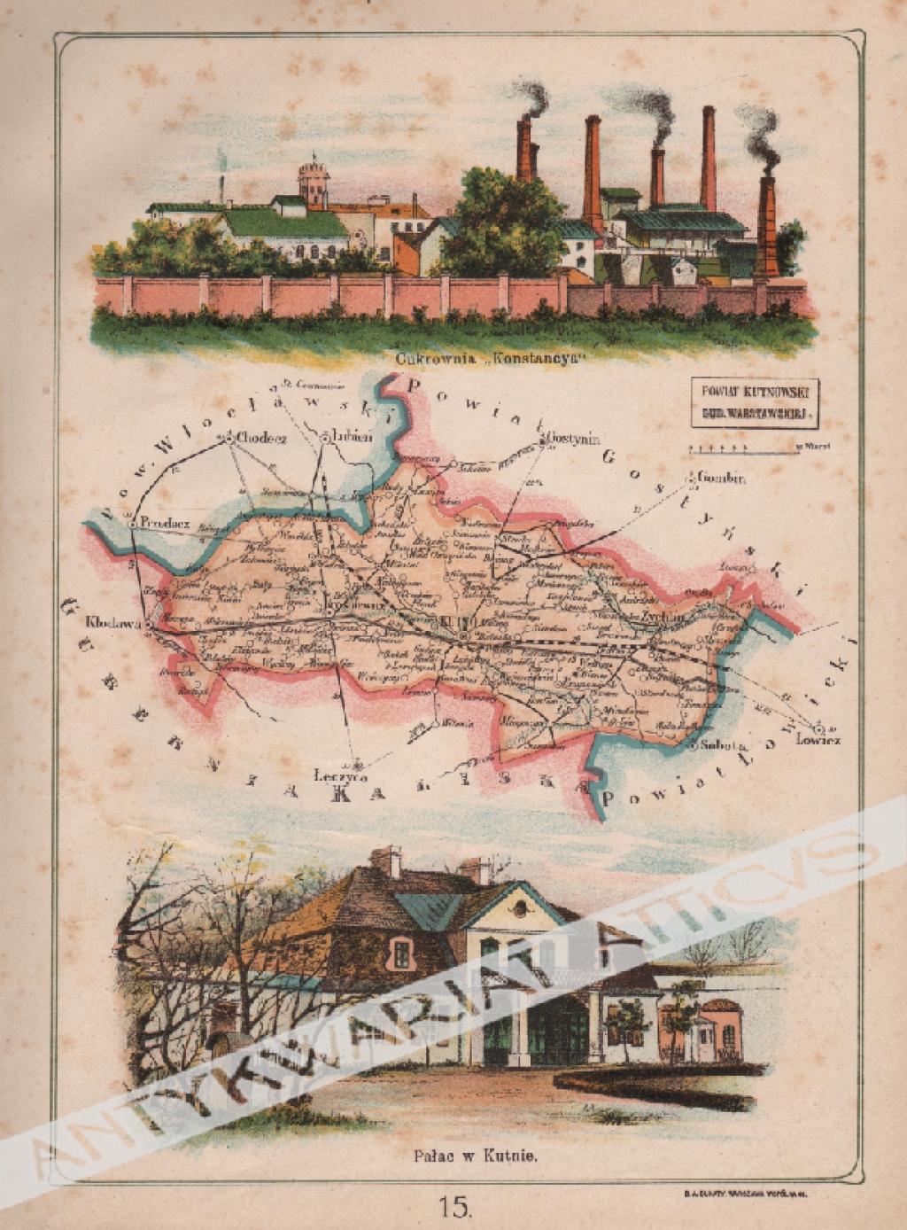 [mapa, 1907] Powiat Kutnowski Gub. Warszawskiej