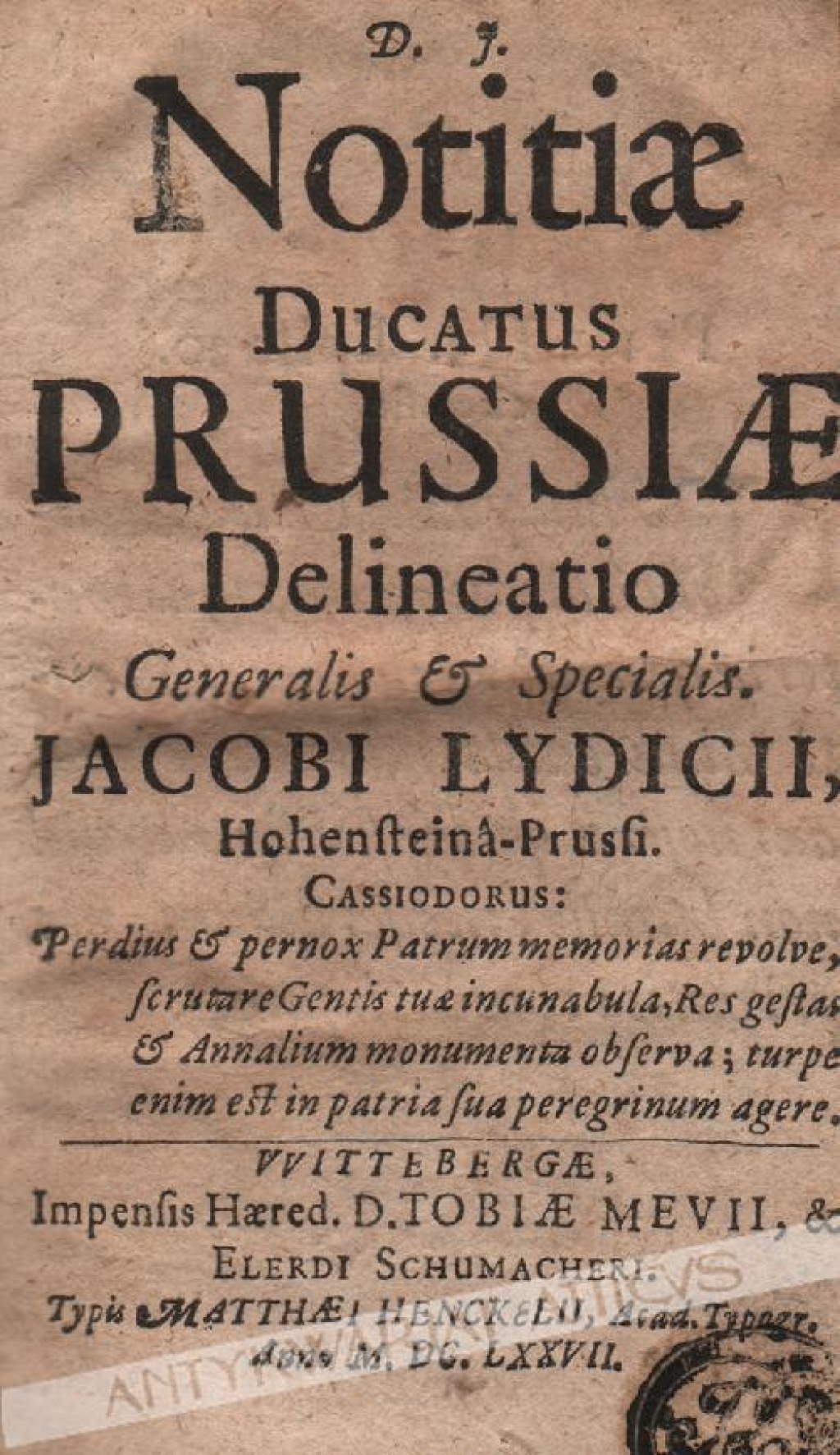 Notitiae Ducatus Prussiae delineatio generalis et specialis