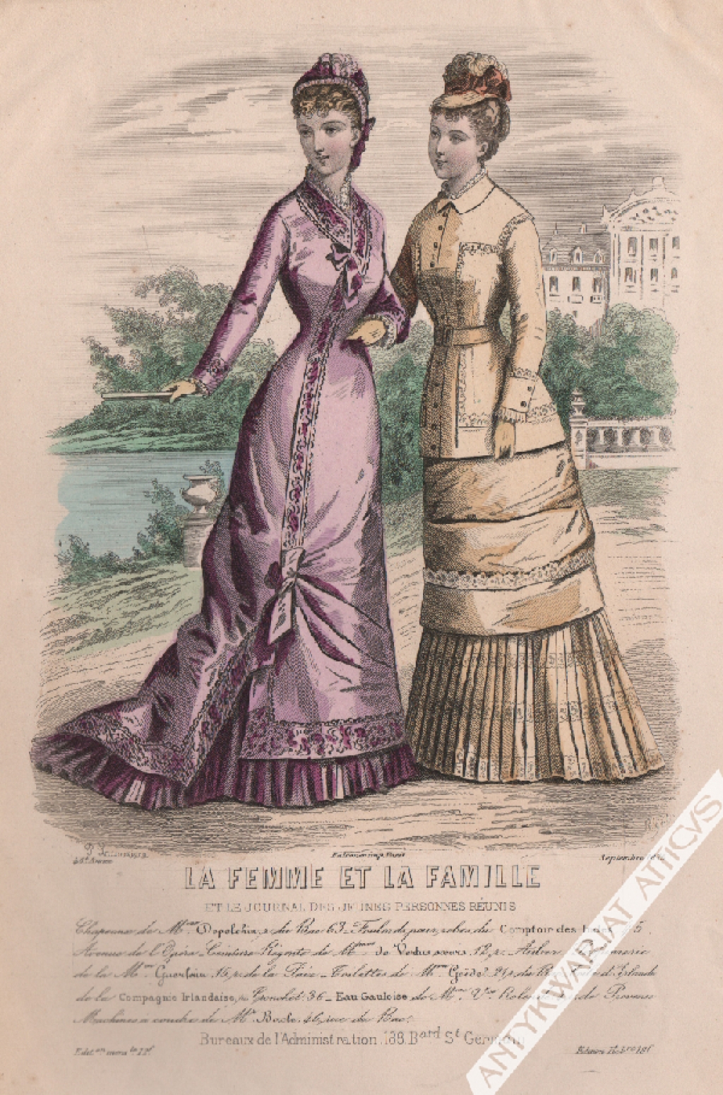 [rycina, 1878] La Femme et la famille et le Journal des jeunes [moda kobieca]