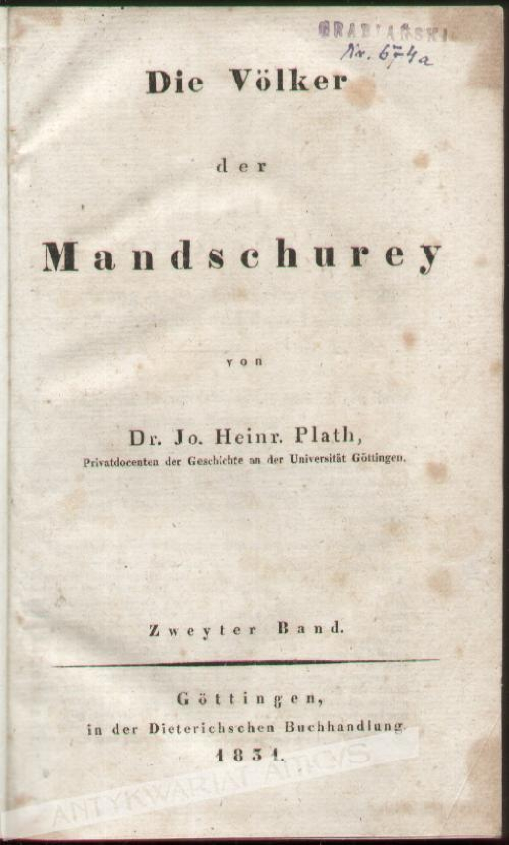 Die Volker der Mandschurey. Zweyter Band