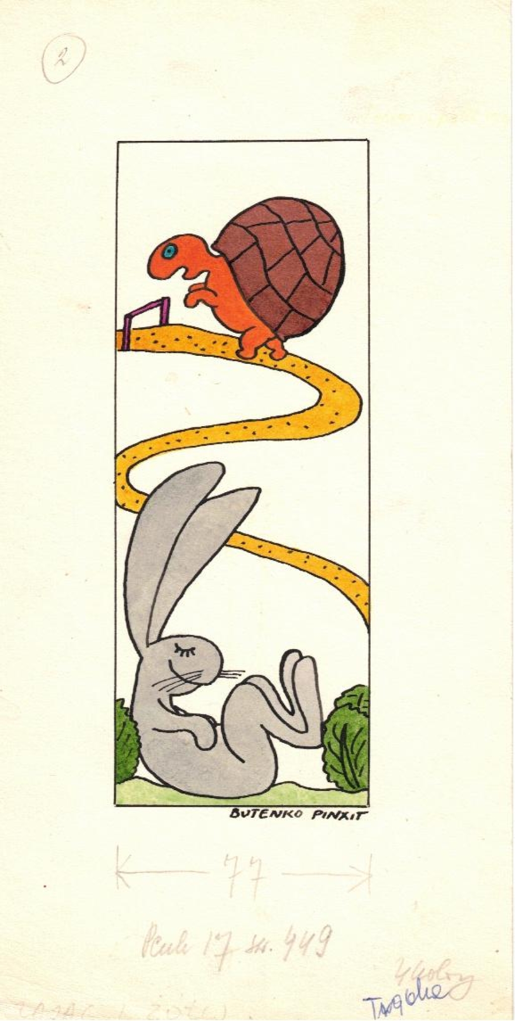 [rysunek, 1980] Żółw i zając