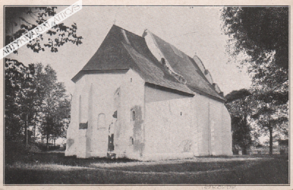 [pocztówka, lata 1920-te] Starożytny kościół w Iszkołdzi, pow. Nowogródzki