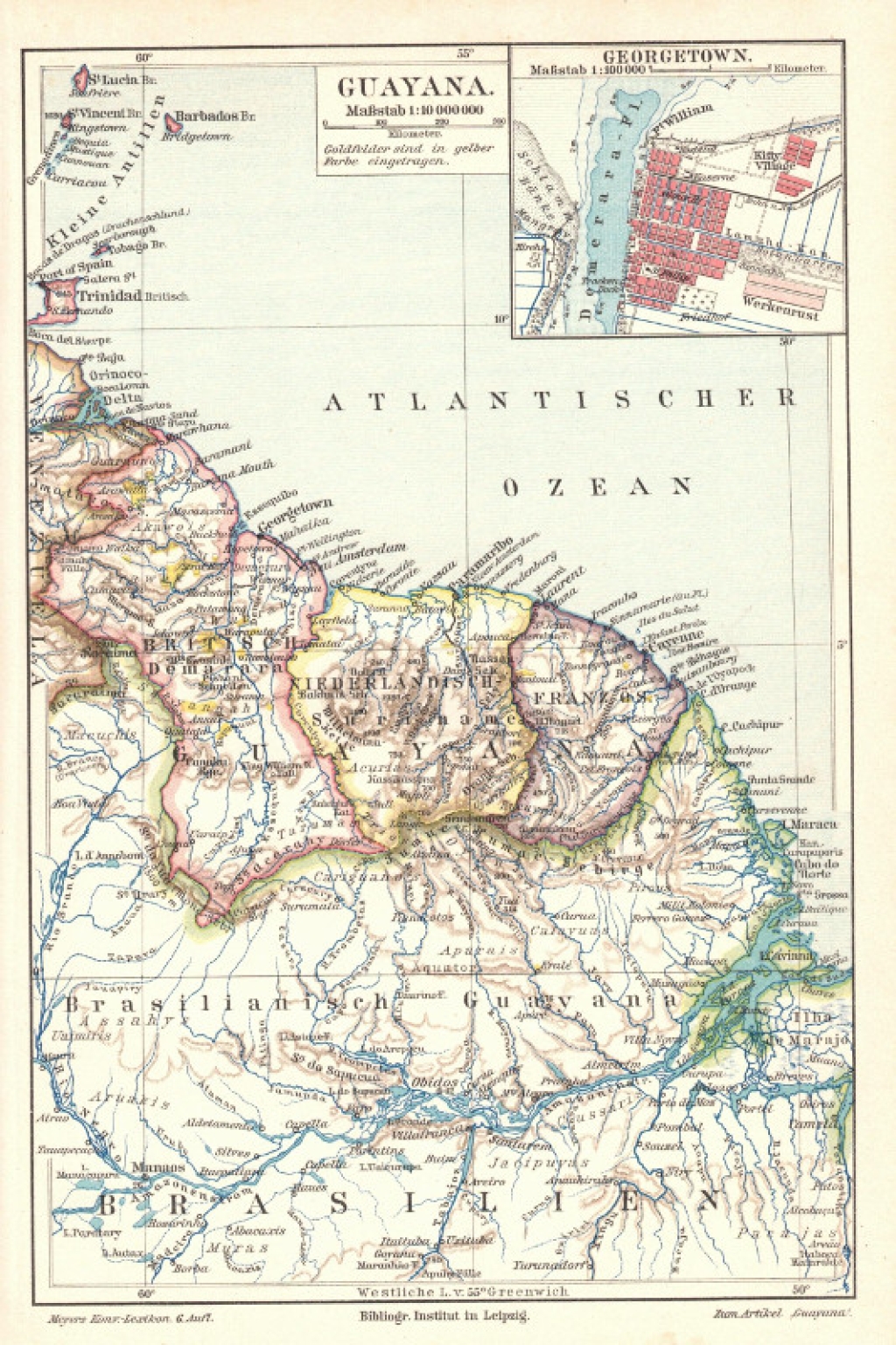[mapa, 1909] Guyana. [Gujana]