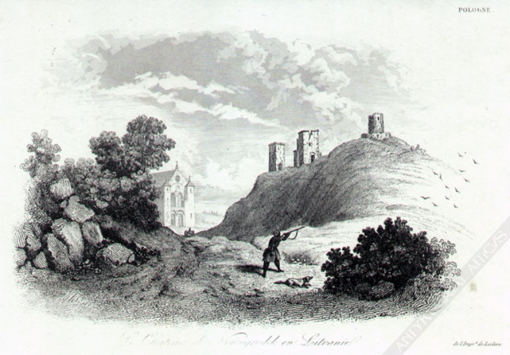 [rycina, 1835] Le Chateau de Nowogrodek en Lituanie [Zamek w Nowogródku na Litwie]