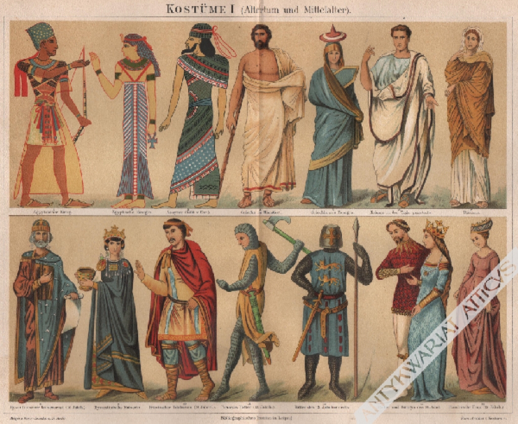 [rycina, 1896] Kostume I (Altertum und Mittelalter)  [ubiory starożytne i średniowieczne]