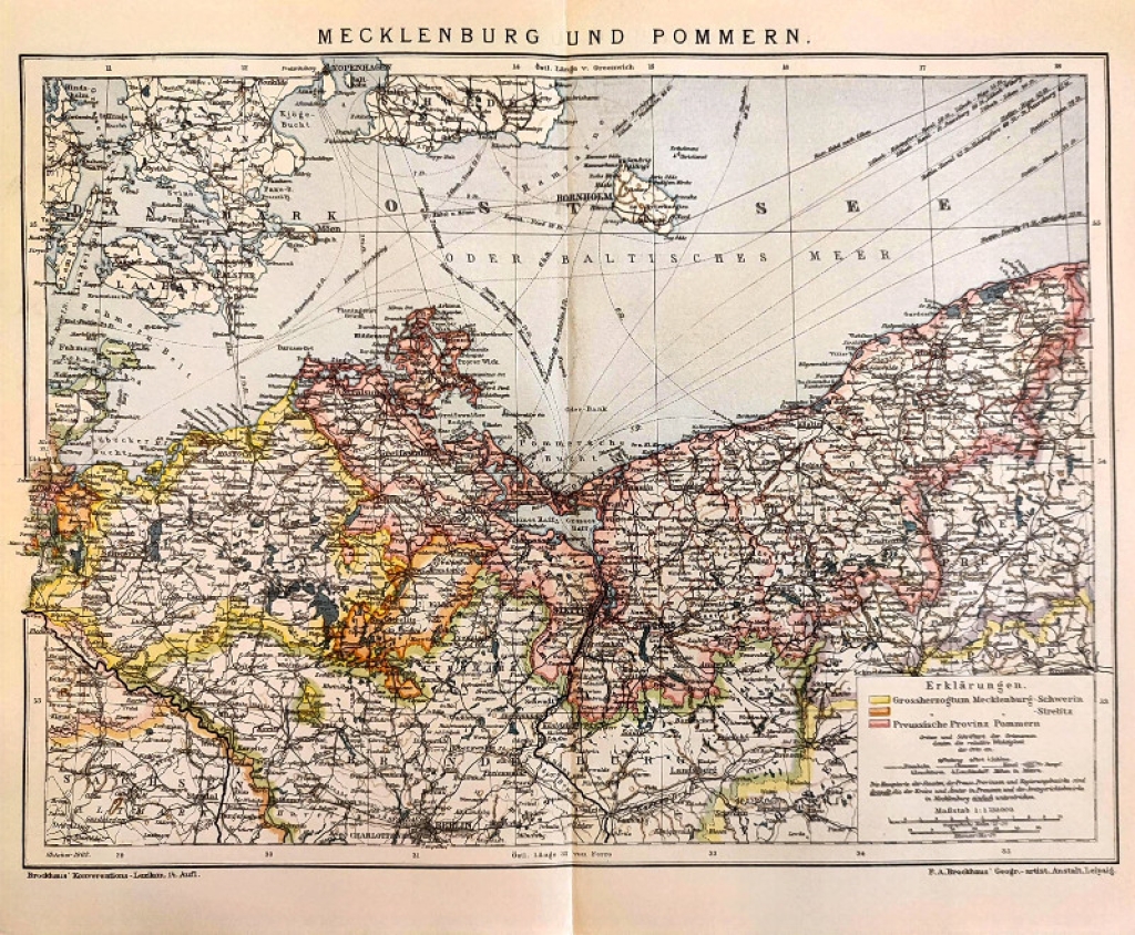 [mapa, 1897] Mecklenburg und Pommern [Meklemburgia i Pomorze]