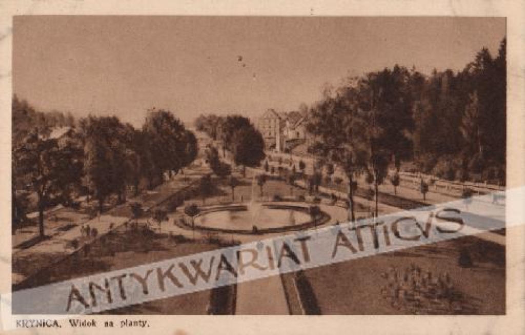 [pocztówka, lata 1930-te] Krynica. Widok na planty