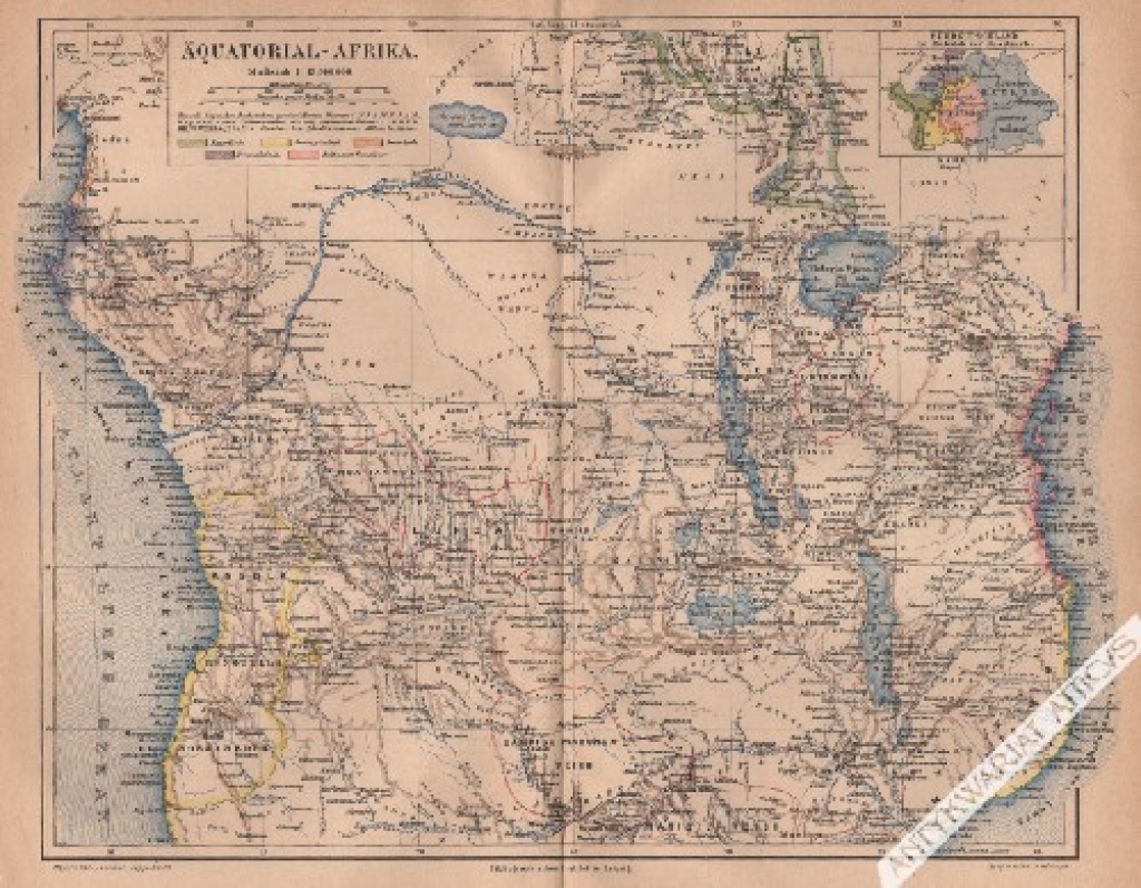 [mapa, Afryka środkowa, ok. 1880] Aquatorial-Afrika