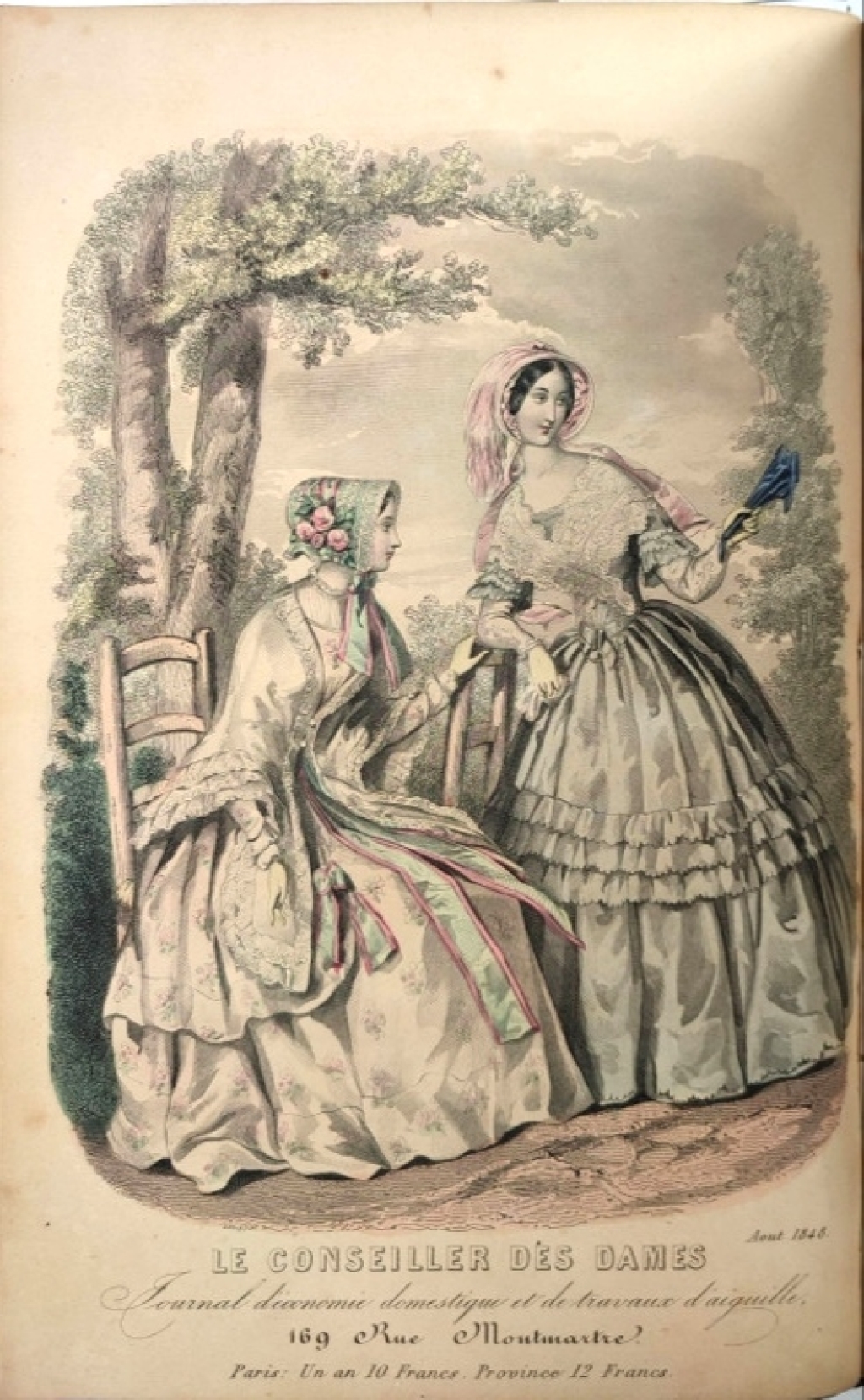 Le Conseiller des Dames. Journal d'économie domestique et de travaux d'aiguille. Tome premier  [staloryty kolorowane, moda]