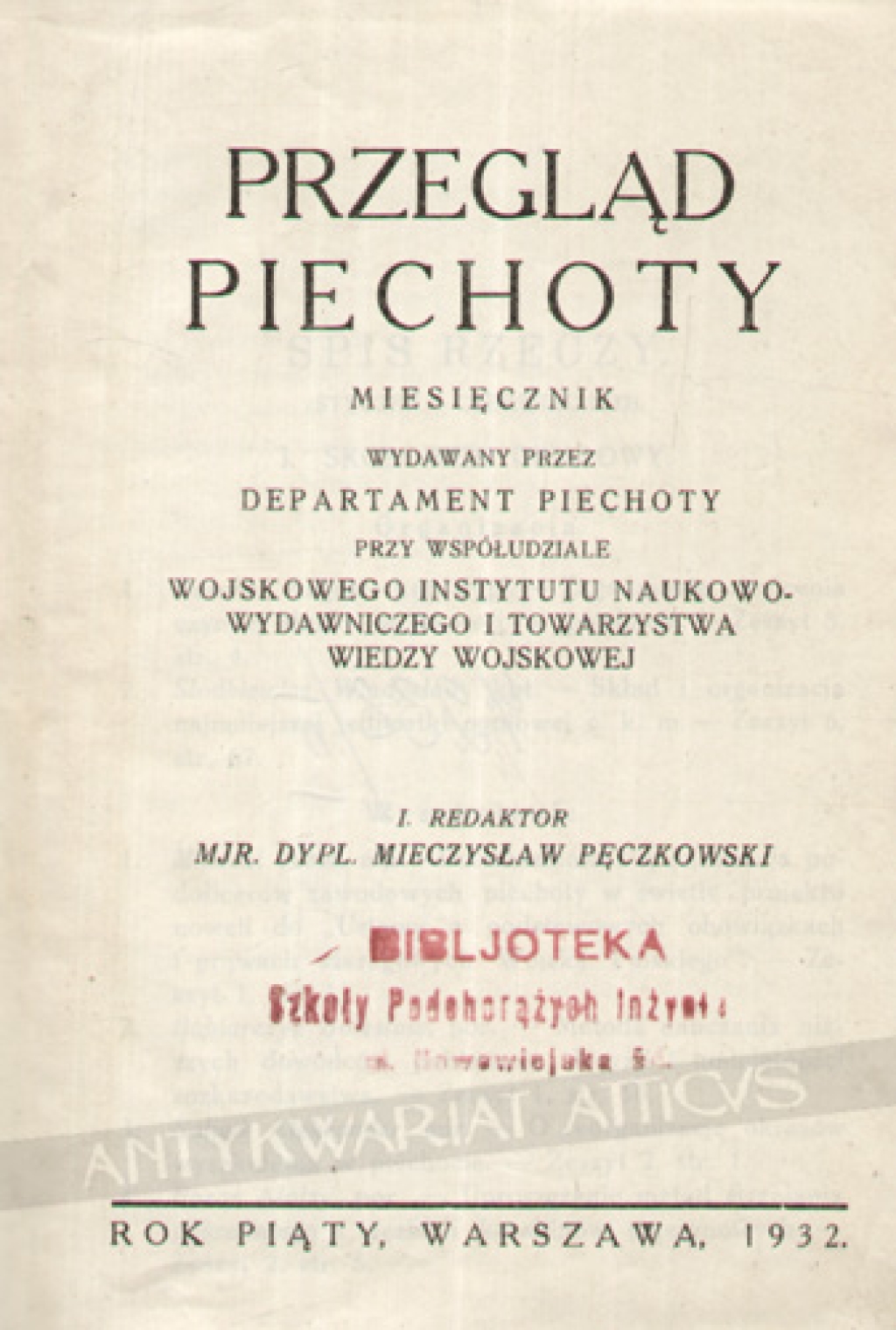 Przegląd piechoty, 1932, rok piąty, styczeń-czerwiec [współoprawne]