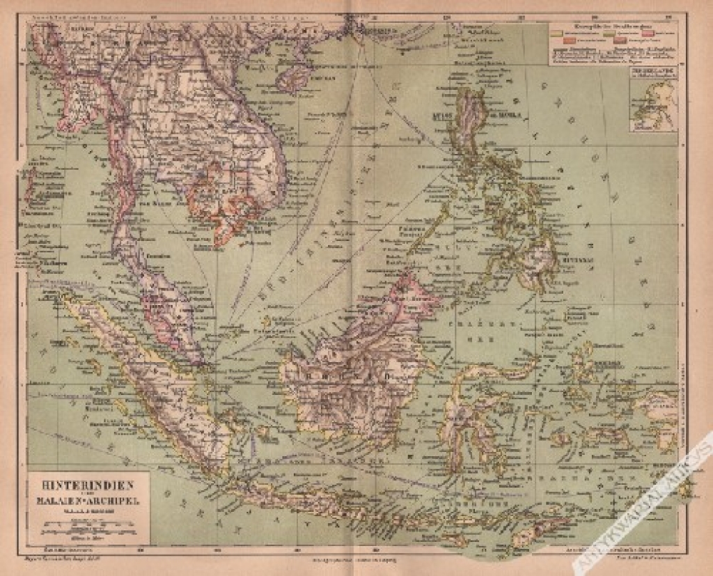 [mapa, Indochiny i Archipelag Malajski, ok. 1880] Hinterindien und Malaien-Archipel