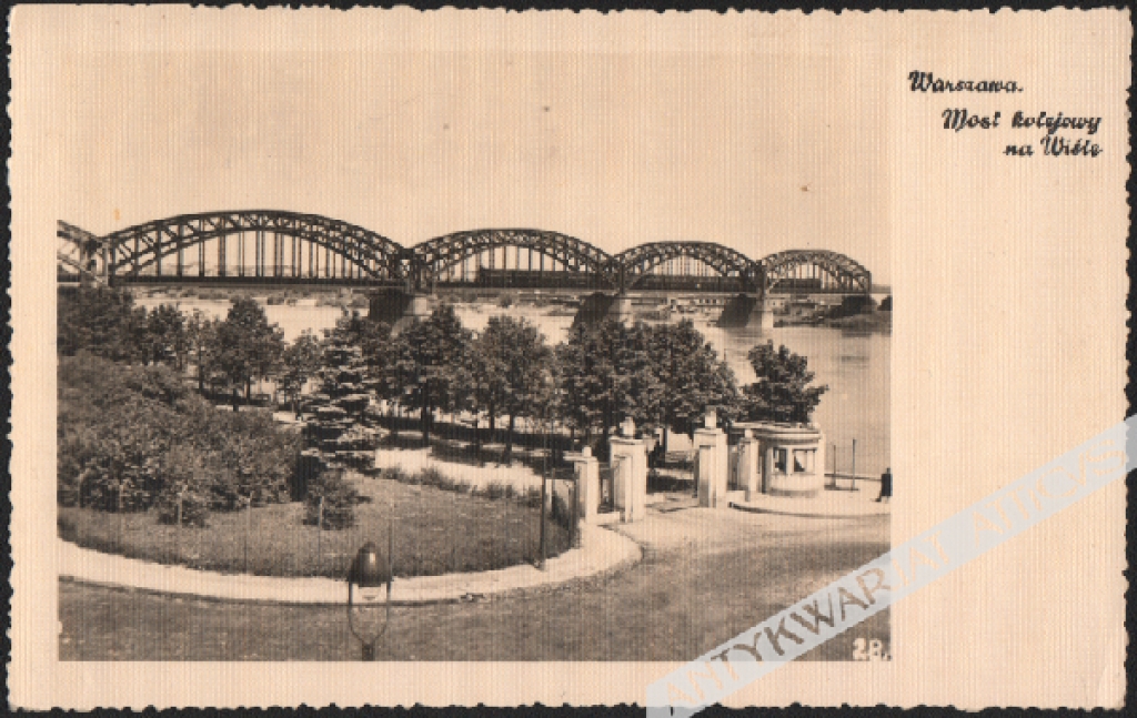 [pocztówka, lata 1920-te] Warszawa. Most kolejowy na Wiśle [most Gdański]