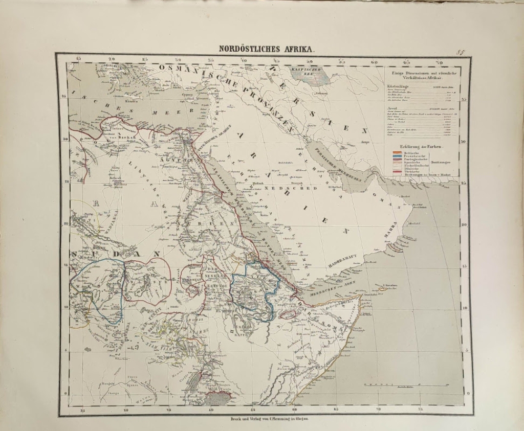 [mapa, 1879] Nordostliches Afrika [Afryka północno-wschodnia, Róg Afryki]