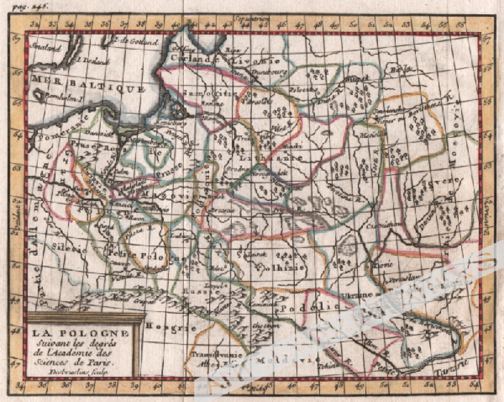 [mapa, Polska, 1760] La Pologne Suivant les degrés de l'Academie des Sciences de Paris
