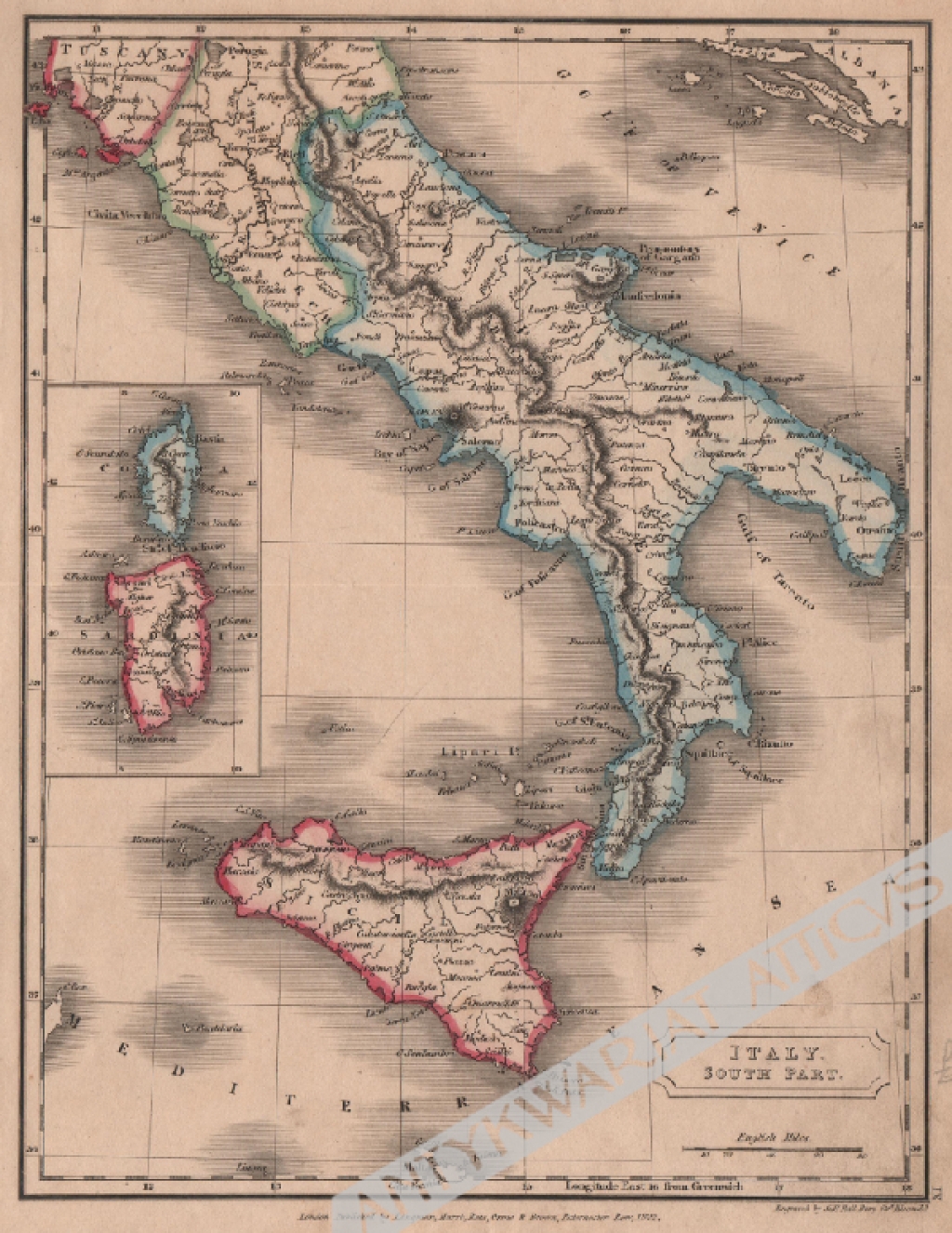 [mapa Włoch, 1822] Italy. South part