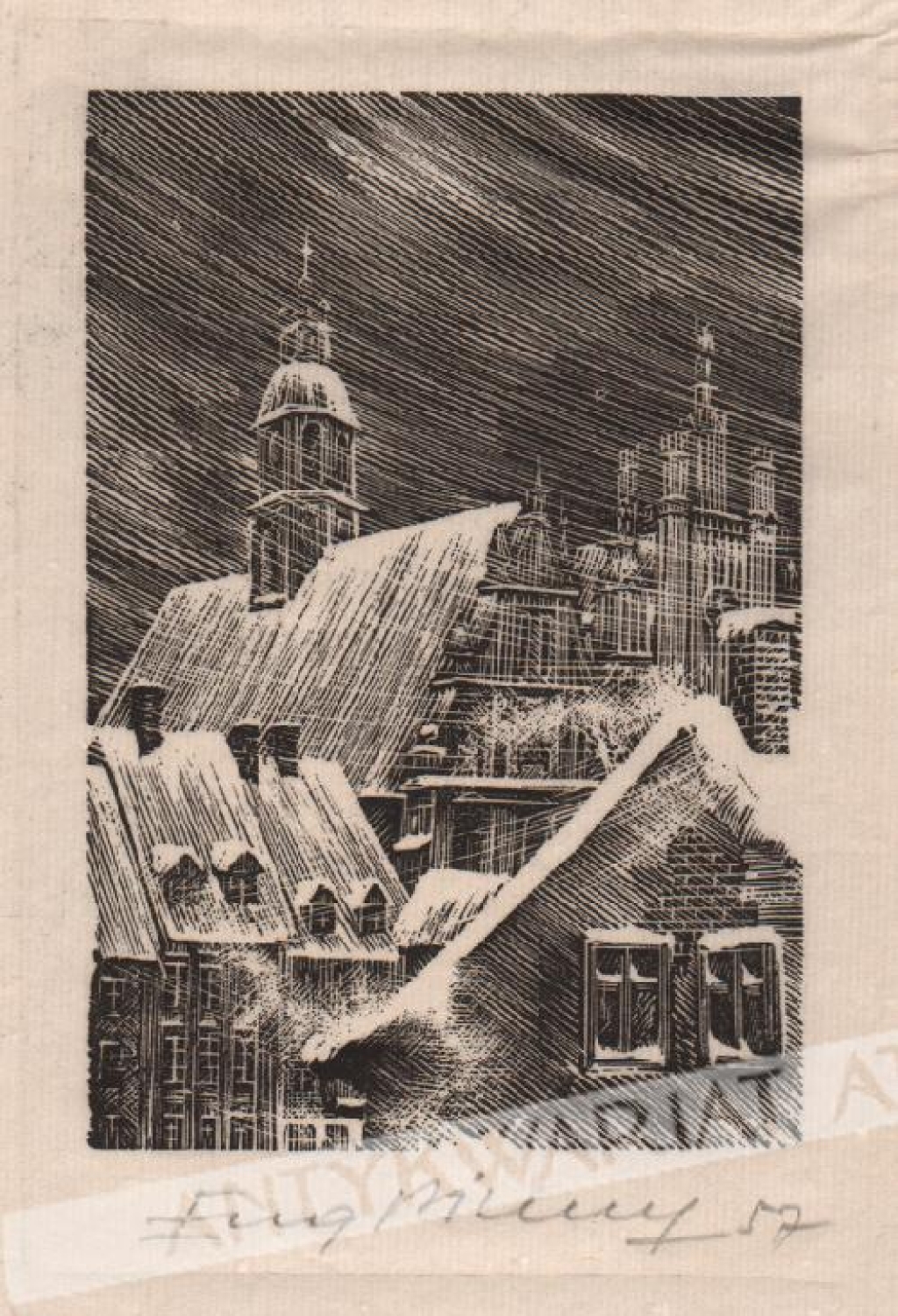[rycina, 1957] Staromiejskie dachy  The Old City's Roofs